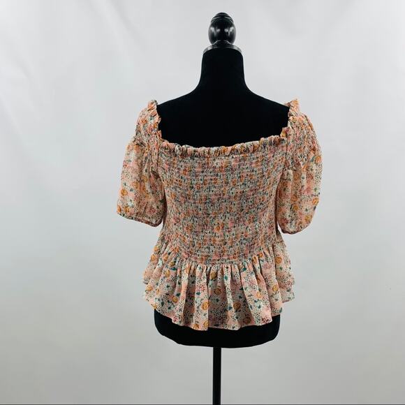 Socialite Ruched Peplum Waist Floral Off Shoulder - Picture 9 of 12